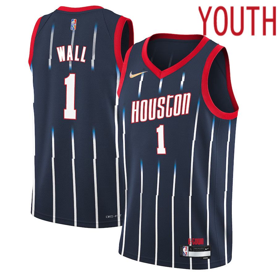 Youth Houston Rockets 1 John Wall Nike Navy City Edition Swingman NBA Jersey